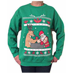 ARM WRESTLING - Green "Ugly" Christmas Sweaters Snowtorious 