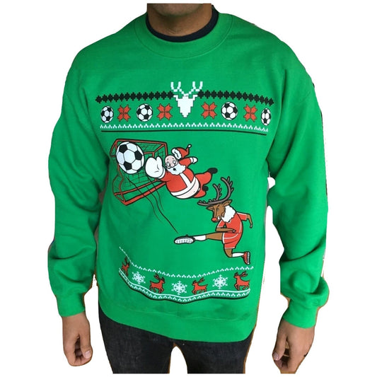 SOCCER SANTA - Green "Ugly" Christmas Sweaters Snowtorious 