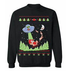 ALIEN INVASTION - Black "Ugly" Christmas Sweaters Snowtorious Small Adult 