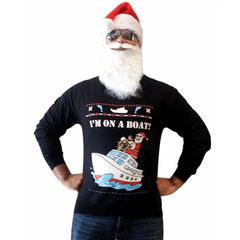 I'M ON A BOAT - Black "Ugly" Christmas Sweaters Snowtorious 