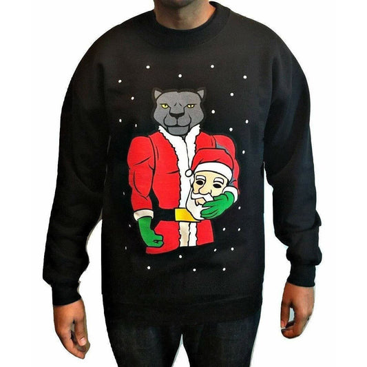 PANTHER SANTA - Black "Ugly" Christmas Sweaters Snowtorious 