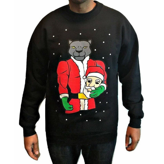 PANTHER SANTA - Black "Ugly" Christmas Sweaters Snowtorious 