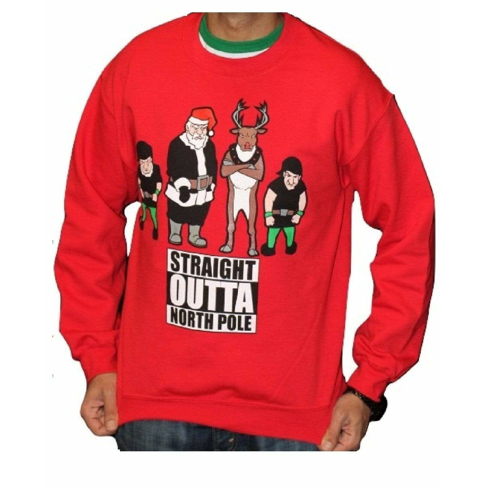STRAIGHT OUTTA NORTH POLE - Red "Ugly" Christmas Sweaters Snowtorious 