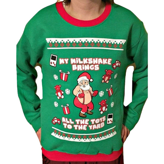 MILKSHAKE - Green with Red "Ugly" Christmas Sweaters Snowtorious Unisex - Small Green 