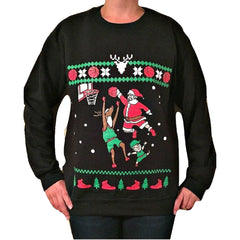 DUNKING SANTA - Black "Ugly" Christmas Sweaters Snowtorious 